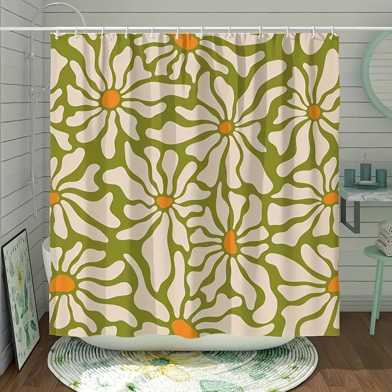 Elegant Green Floral Pattern Waterproof Shower Curtain – Perfect for Adding a Fresh and Stylish Touch to Your Bathroom Decor