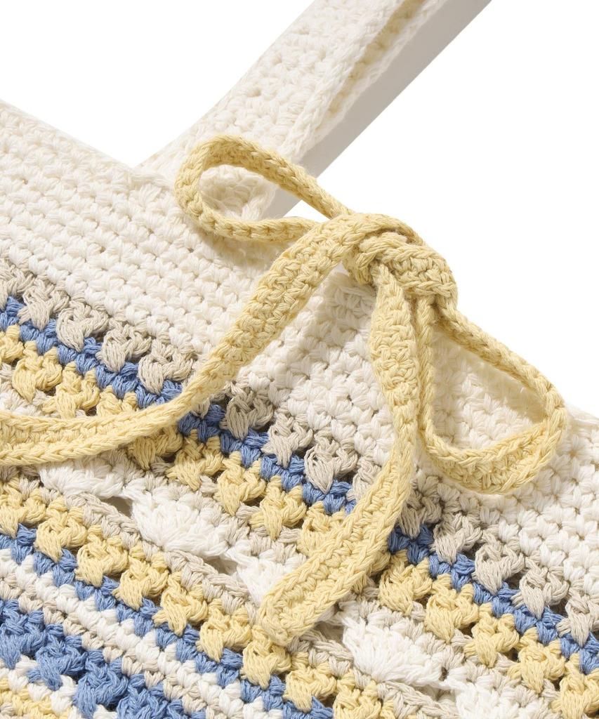 Covernat Woman Clover Heart Knit Tote Bag Ivory