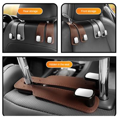 Car Hook Seat Rear Front Seat Storage Bag Leather Small Hook for Clothes Sundries Hanger Clip Auto Interior Storage Accessories