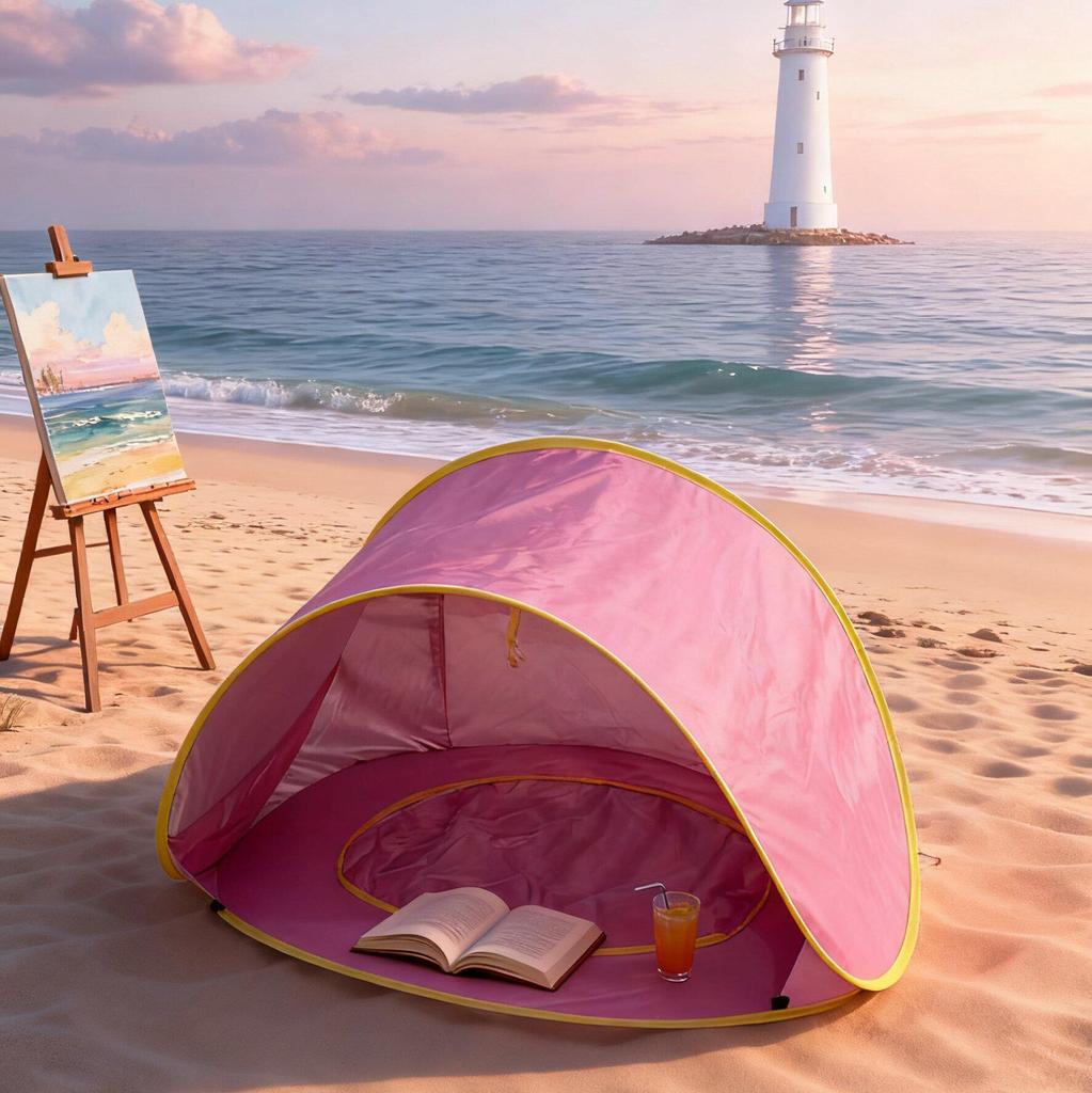 Children's Sun Protection Beach Tent - Blue/Pink, Foldable Outdoor Toy Playhouse