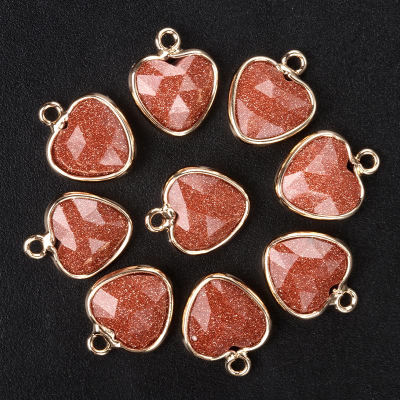 11mm Heart Cut Semi-Precious Stone Bread Edge Pendant for DIY Jewelry