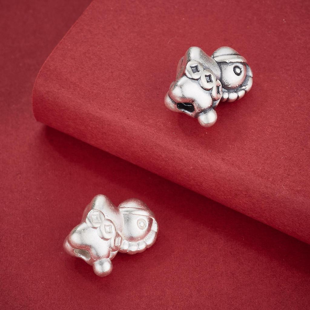 Sterling Silver Zodiac Horse Beads for DIY Red Rope Bracelets and Accessories