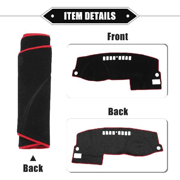 Car Dashboard Cover Mat Compatible for Ford Fusion 2003-2007, Protective Polyester Red Center Console Interior Trim Dash Board Mat