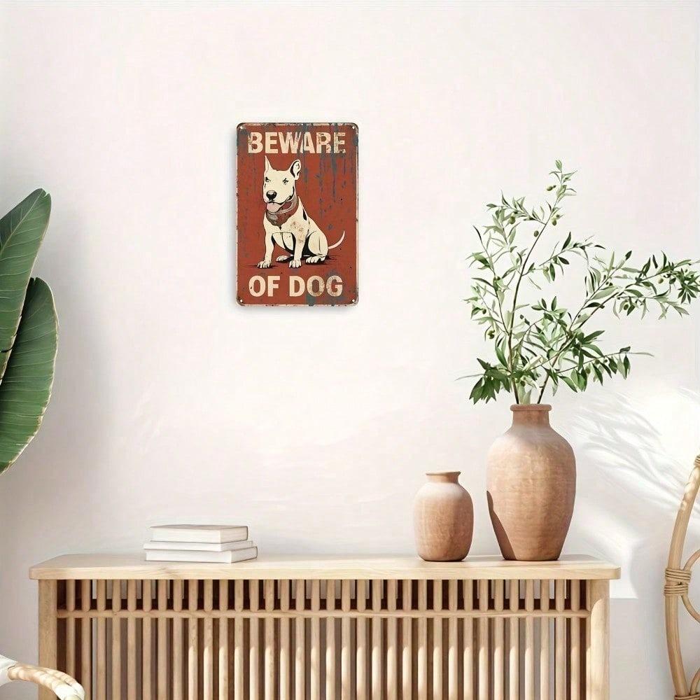 1pc Beware Of Dog Vintage Metal Tin Sign Funny Retro Wall Art Classic Home Decor Unframed 8x12in