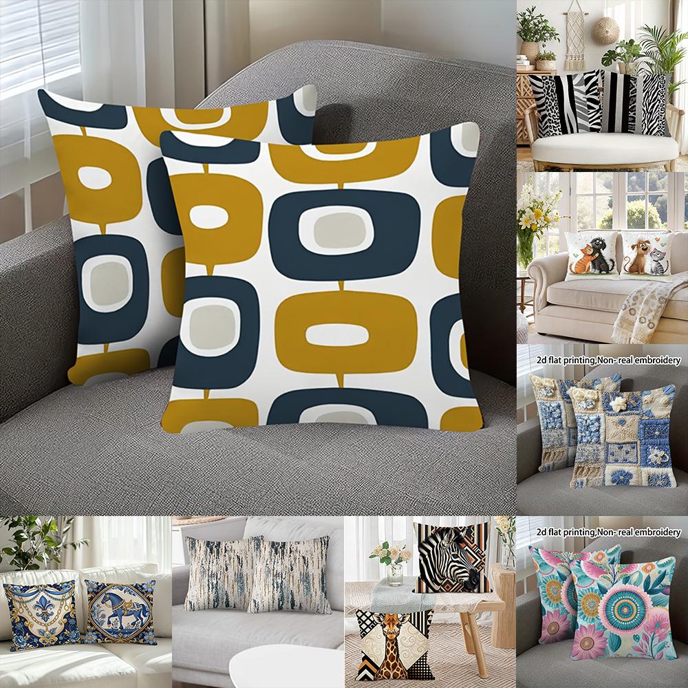 2D Flach-2 Stück Böhmisch & Vintage Stil Dekorative Kissenbezüge für Couch Sofa Bett Sofastuhl Kissenbezug