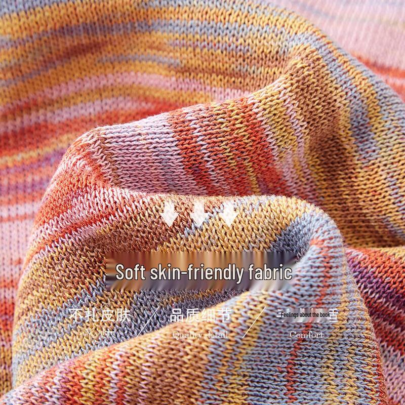 Demana Artistic Gradient Ribbed Knit Short Sleeve Cardigan