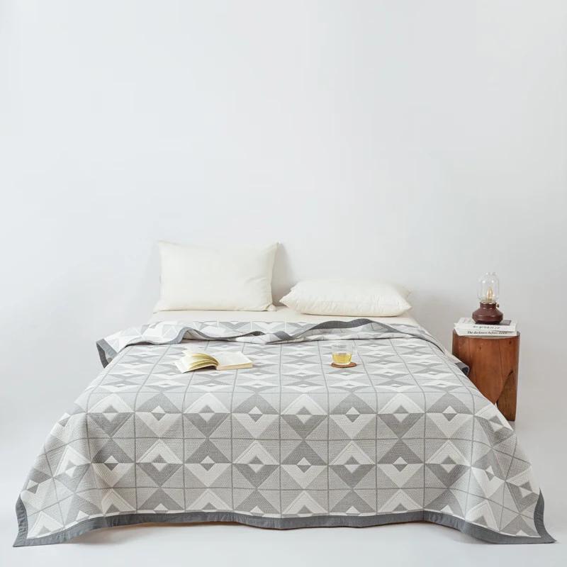 Minimalist Washed Cotton Blend Jacquard Quilt with Soy Fiber Fill