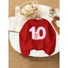 Kids Girls Crewneck Sweatshirt, Pink Balloon Number 10 Ballet Princess Coffee Cup Cartoon Print Bright Red Soft Fleece Pullover For 10th Birthday