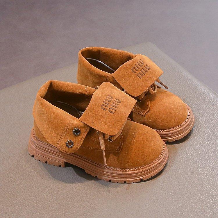 Small Yellow Boots Children's Martin Boots Girls Fashion Short Boots 2025 Autumn and Winter British Style Older Children's Boots Boys Leather Boots
