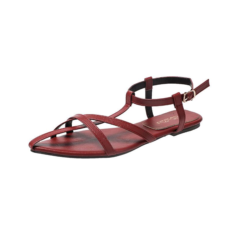 New flat shoes women's summer sandals with skirts French pointed thin strips Roman shoes