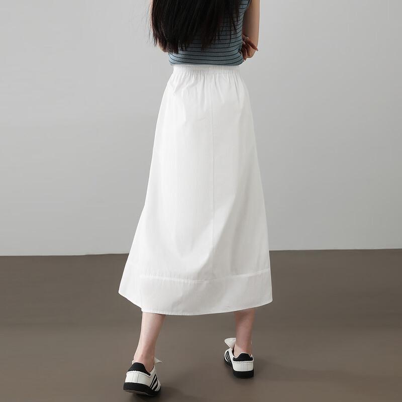 Demana 100% Cotton Summer Elegant Shirred Waist A-line Midi Skirt