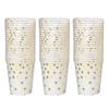 60pcs 9oz Paper Cups + 60pcs 7-inch Plates + 60pcs 9-inch Plates Set of 180pcs Disposable Drinkware & Dishware with Golden Polka