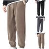 Men Casual Pants Plus Velvet Thicker Drawstring Solid Keep Warm Outwear Ankle-tied Winter Sporty Baggy Trousers Male Fashion