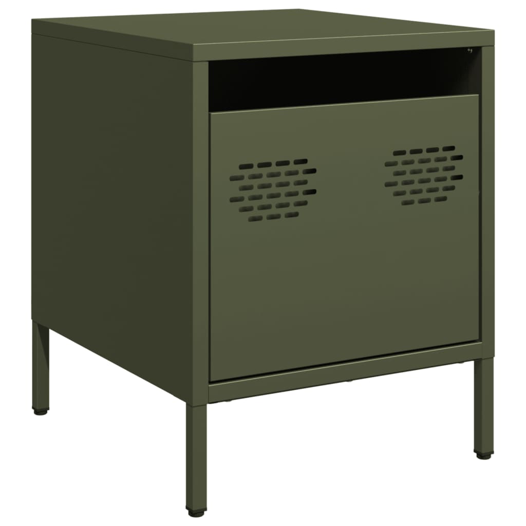 Vidaxl Bedside Table, Olive Green, 35X39X43.5 Cm, Steel