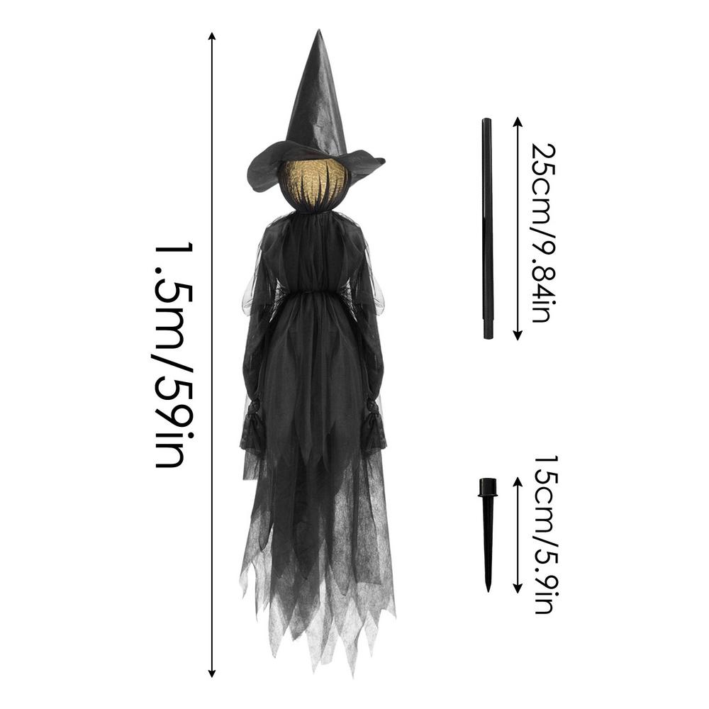 

Halloween Witch Decorations Outdoor Lighted Witches Garden Decor With Sound Halloween Scary Props For Porch Garden Lawn Patio чорний
