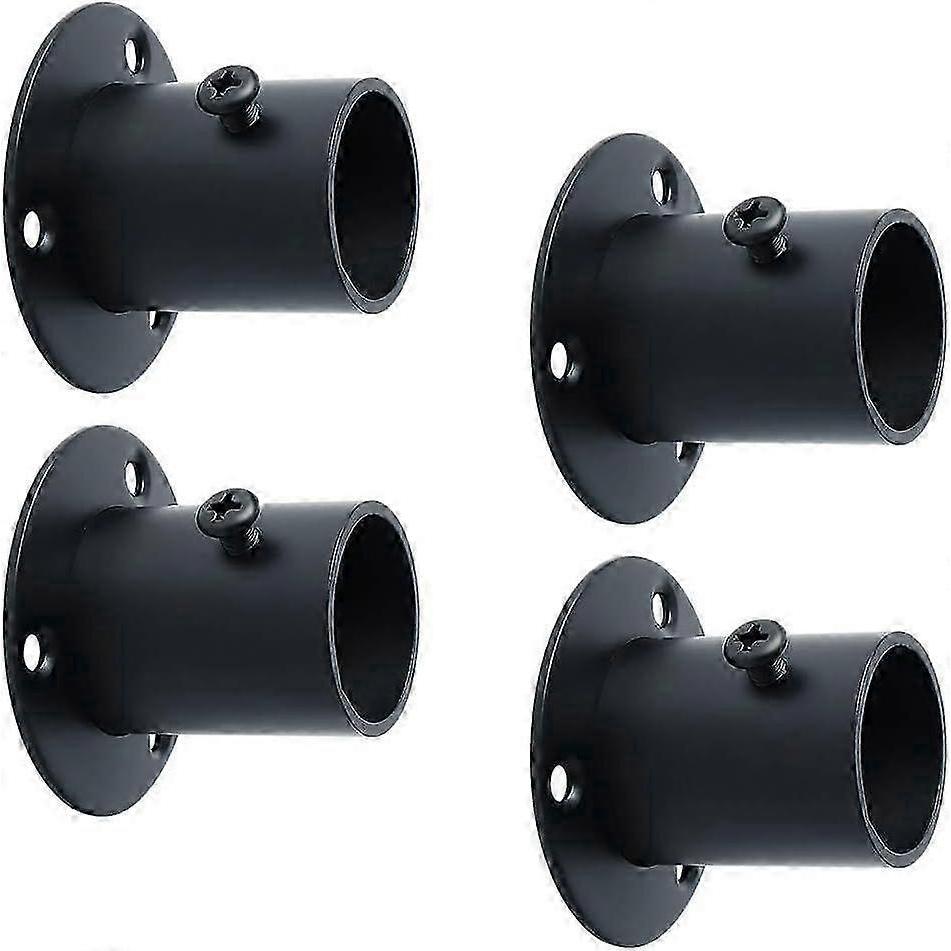 Curtain Rod Support Wardrobe Rod Support with Screws Wardrobe Rod Support, Stainless Steel Black Finish, 26mm Diameter, 4 Pcs