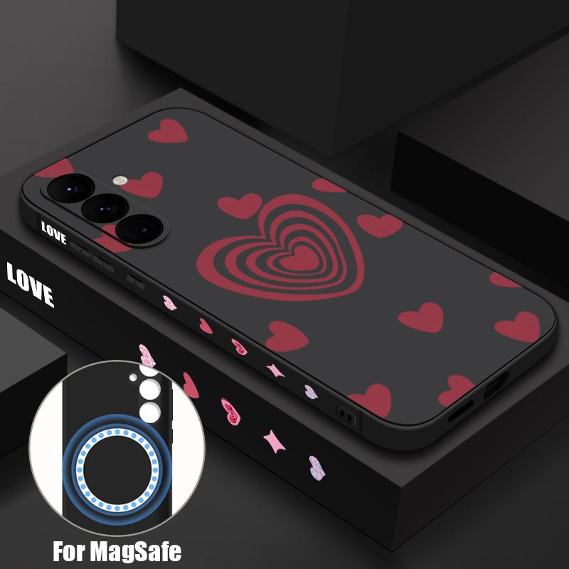 Love Heart Print Magnetic Phone Case For Samsung Galaxy S26 S25 S24 Ultra S23 S24 S25 FE S22 Plus For Magsafe Soft TPU Cover