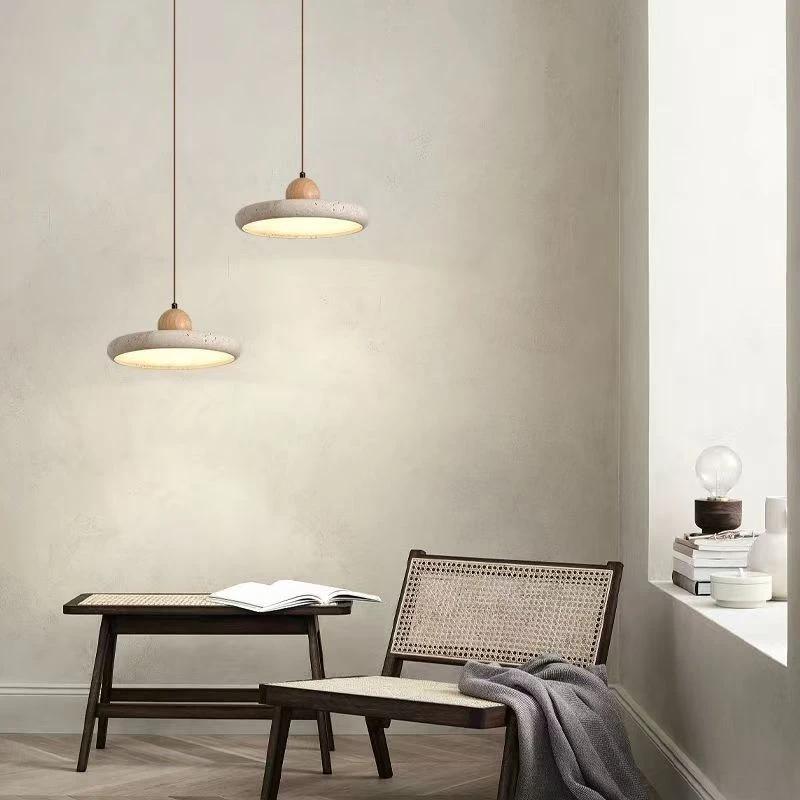 Modern Natural Stone LED Pendant Light Nordic Retro Travertine Chandelier for Dining Room Beside Home Decor Light Fixtures