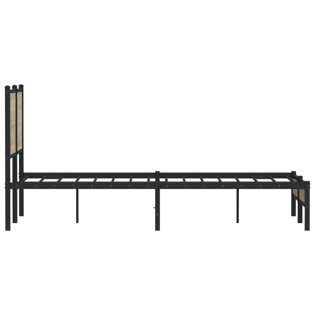 Metal Bed Frame Without Mattress Sonoma Oak Finish 120 X 190 Cm