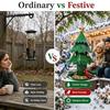 All Weather Rust Proof Bird Feeder Christmas Tree for Outdoor, Metal Hanging Wild with 2 Water Cups, Green Xmas Seeds Tray Garden Patio Outside Decor