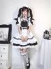 Damen Dienstmädchen-Outfit Lolita Cosplay Niedlich Sexy Erotik Kawaii Café Kostüm Schwarz Weiß Herren Uniform Schürze Kleid Niedliche Bowknot Kostüme