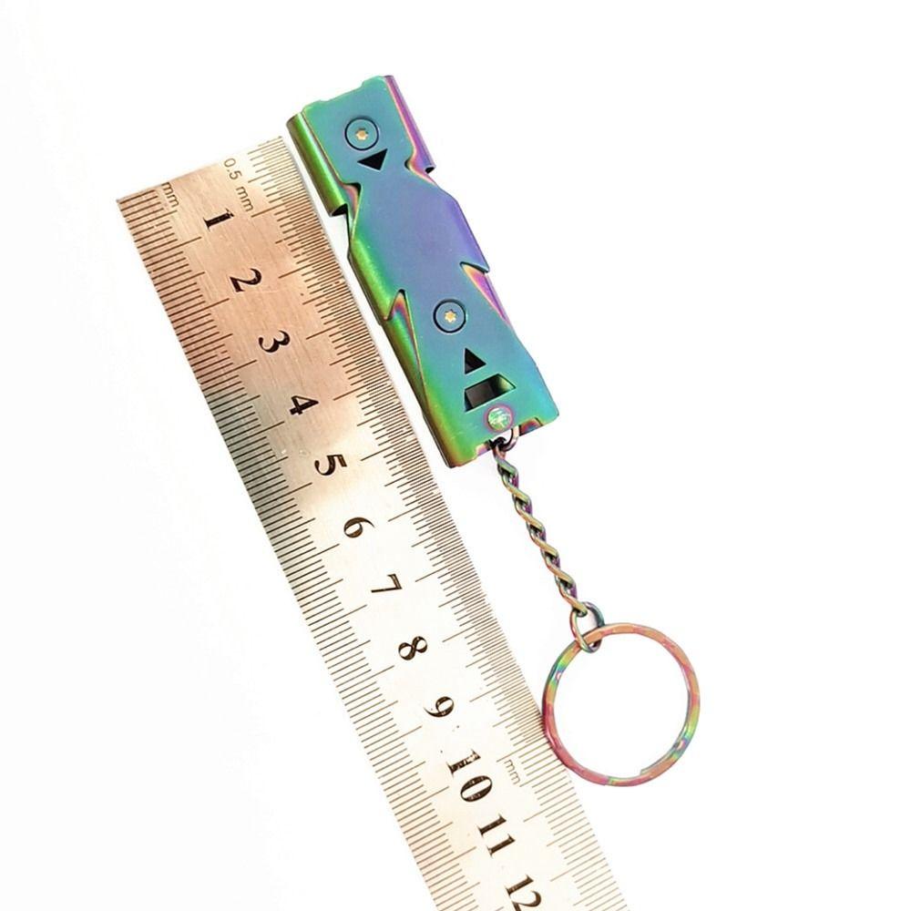 Stainless Steel High Decibel Whistle 6 Colors Double Pipe Whistle Camping Hiking Tool Outdoor Tool