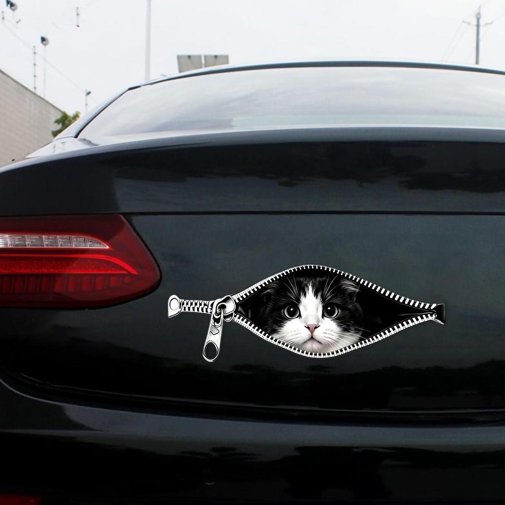 Car Creative Zipper Cat Car Stickers Car Exterior Decals Window Scratch Covering Stickers For Laptop Glass Mirror Vehicle truck