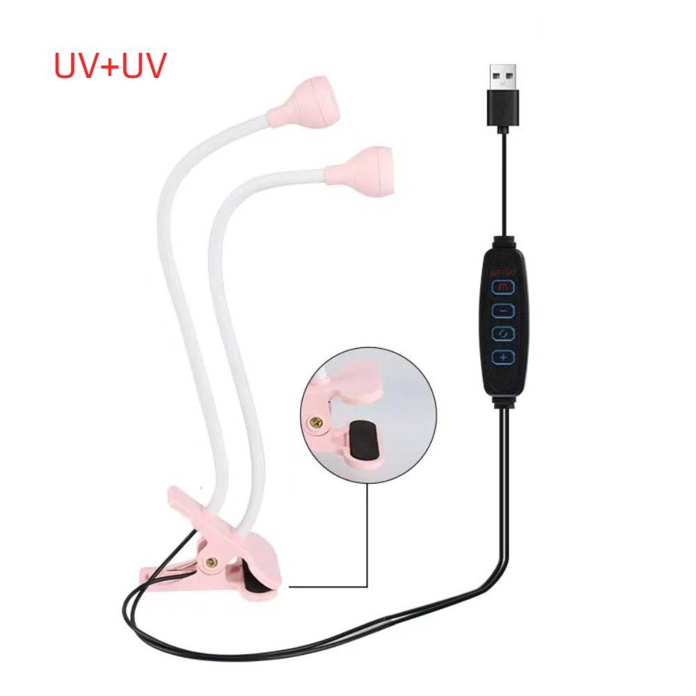 

Double-head LED Table Lamp Nightlight UV Curable Violet Lamp Gooseneck Nail Lamp Desk Style 2 Pink