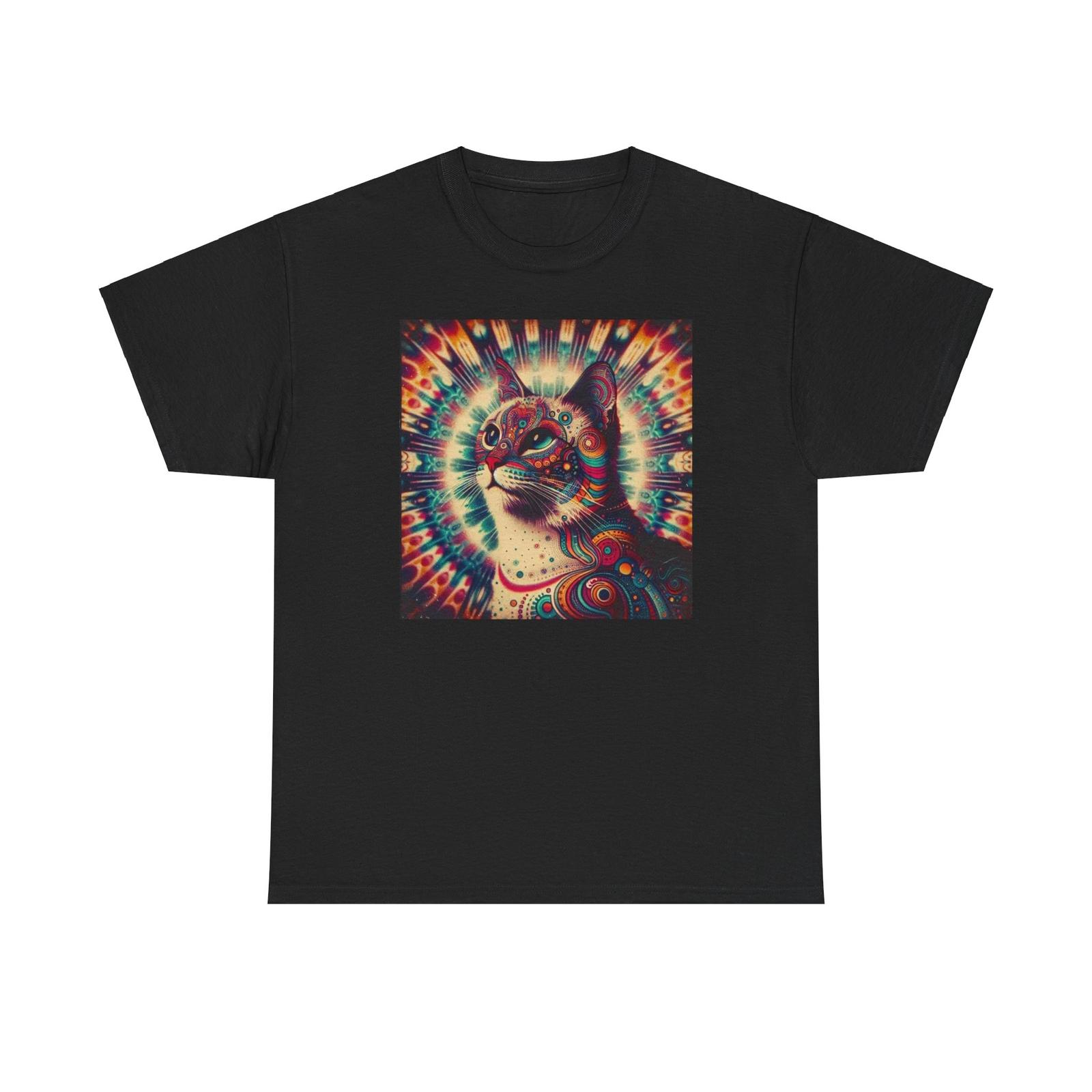 Psychedelic Cat Tee, Dark Grunge, Scene, Punk Aesthetic, Gothic Alt Shirt, D2 S разноцветный