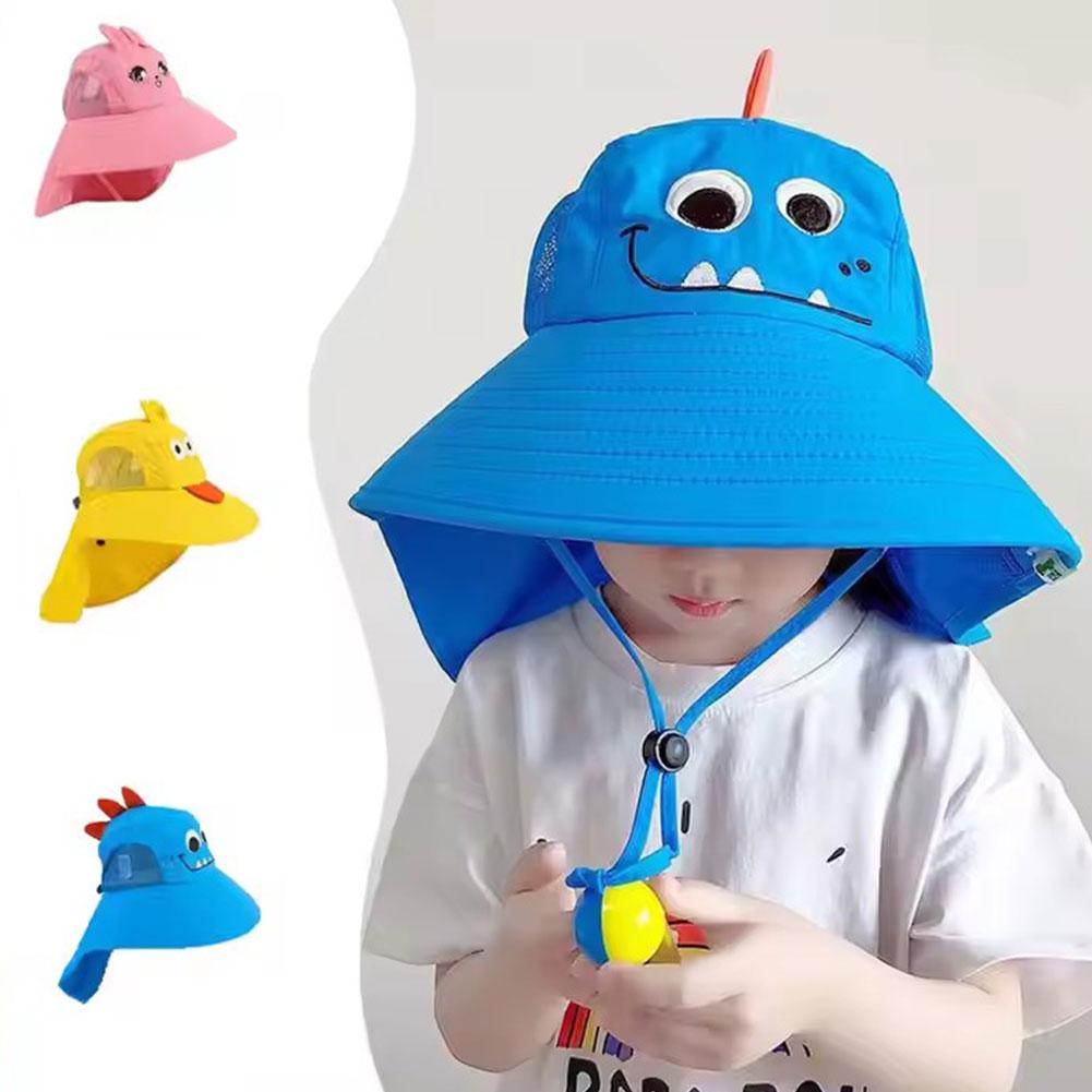 Kid Hat Summer Cap Sun Thin Breathable Large Brim Fisherman Hat Children UV Protection Going Out Beach Sun Caps