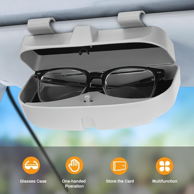 Car Glasses Holder - Universal Fit, Multi-Functional ABS Resin Storage Box with One-Handed Pop-Up, Card Slot for Vehicle