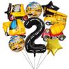 40" Black Number Construction Vehicle Theme Aluminum Foil Balloon Set for Birthday Party Decorations
