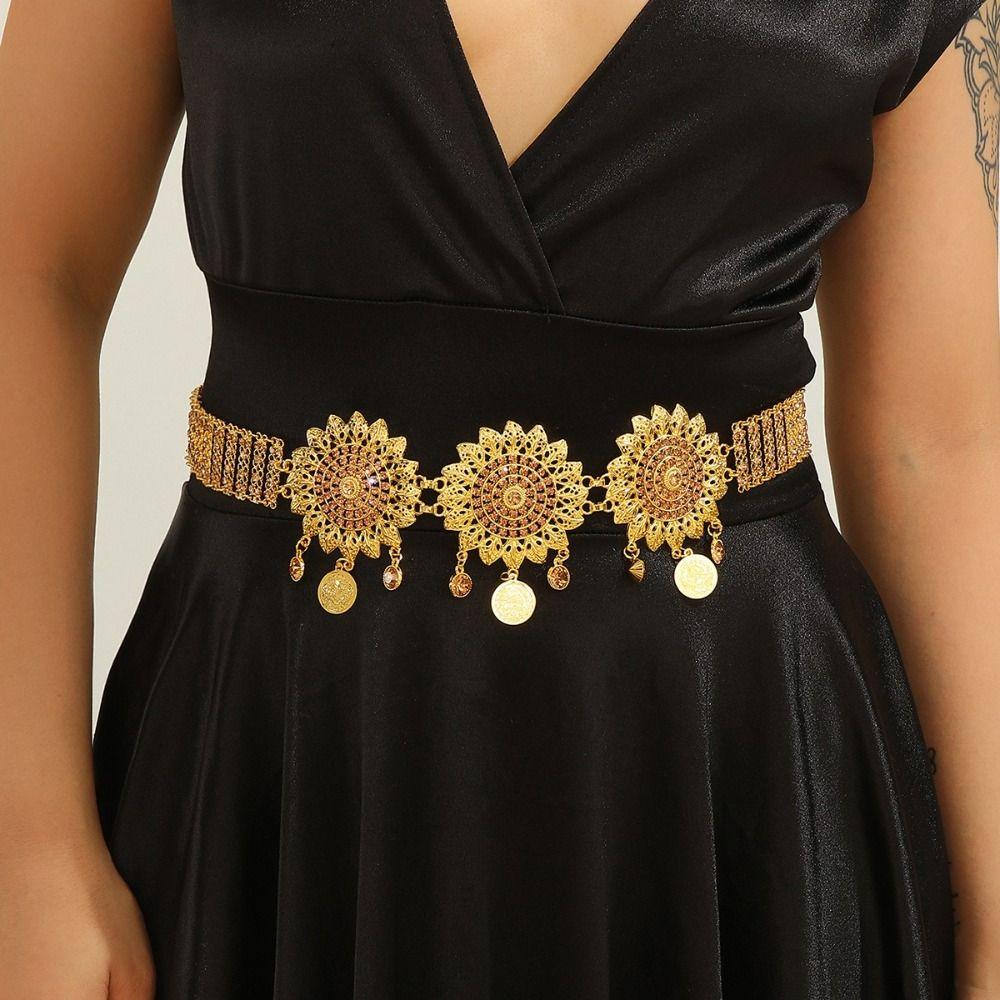 Inlaid Diamond Fringe Belt Alloy Fringe Waist Chain Vintage Waist Chain Belt  For Weddings