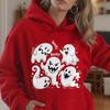 2025 Halloween Ghost Hoodie: European & American Style, Loose Fit with Ribbed Hem