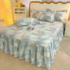 3pcs Printing Ruffled Edge Soft Comfortable Breathable Bed Skirt Set All-season Availability,  Mattress Cover, Printing Bedding Set, for Bedroom