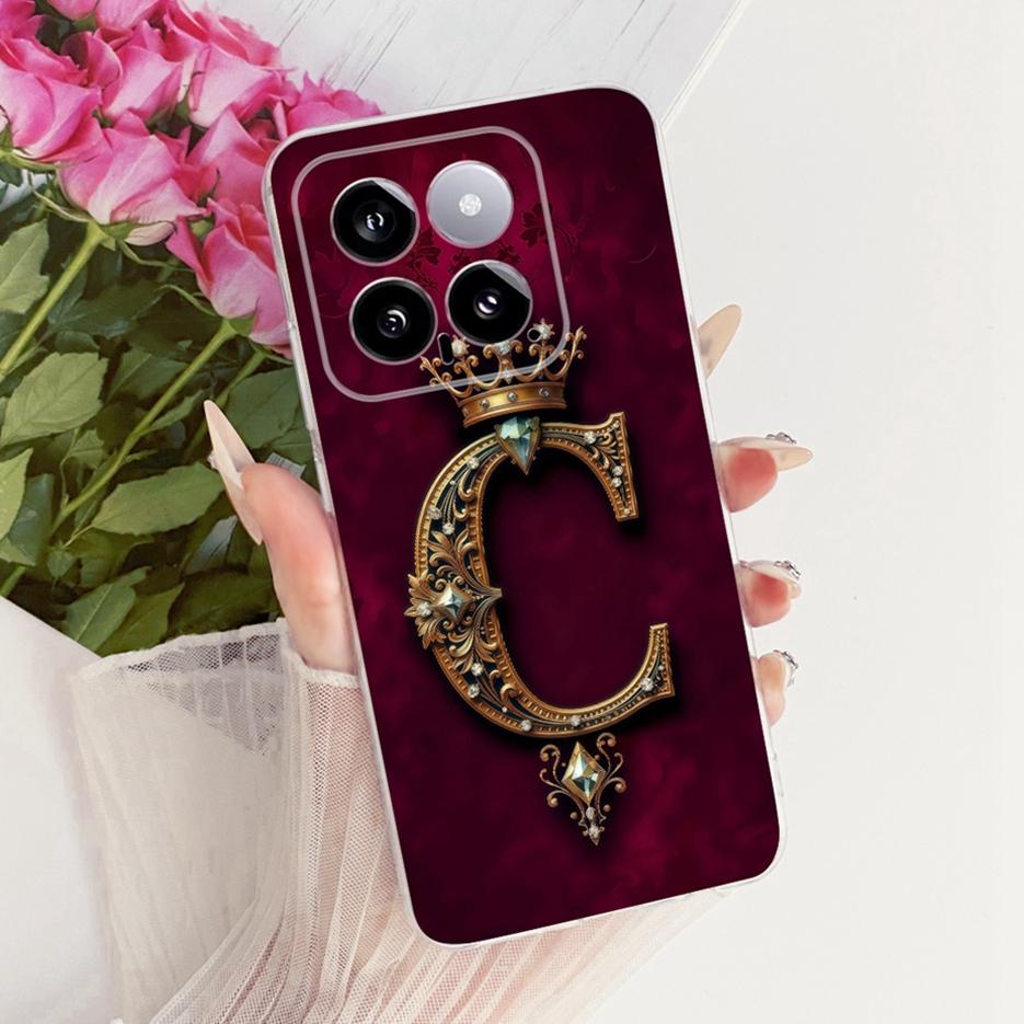 For Xiaomi Mi 14 Pro Case Cute Crown Letters Cover Clear Silicone Soft Slim Phone Case For Xiaomi 14 Pro Mi14 Pro 5G Fundas Bags