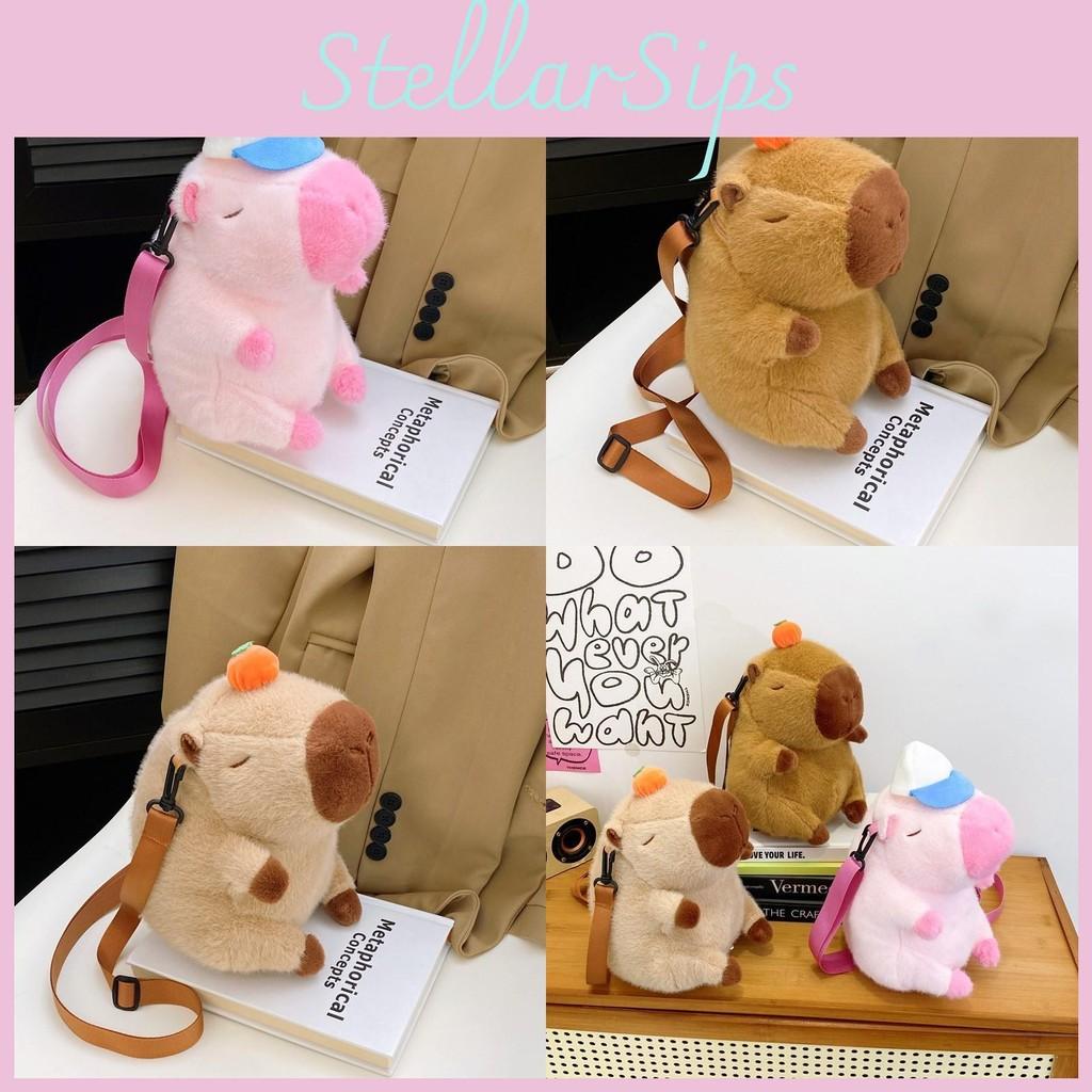 Cute Plush Capybara Backpack With Hat And Orange On The Head Design Daily For