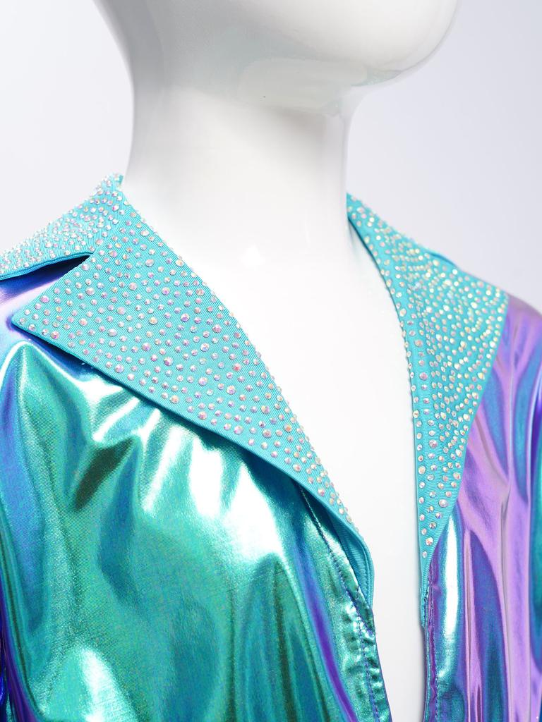 Kinder Bühnenauftritt Jacke Mädchen Jazz Dance Oberbekleidung Glänzende Strasssteine mit Reverskragen