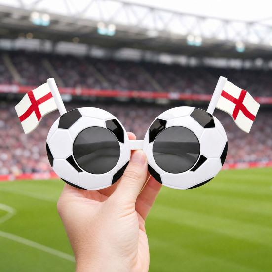 Fußball-Event-Sonnenbrillen, Stadion-Jubel-Sonnenbrillen, Schwarz-Weißer Fußballrahmen, Nationalflaggen-Sonnenbrillen, Neuartige Foto-Requisiten für Partys
