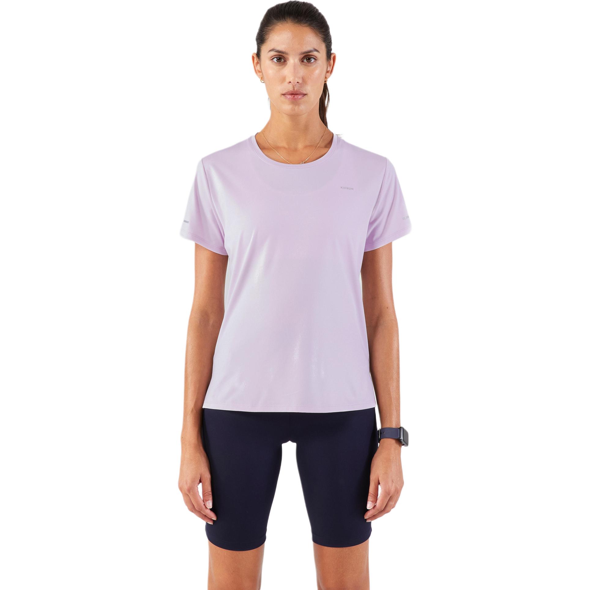 

DECATHLON Серия 500 Спортивная футболка свободного кроя с коротким рукавом и быстрым высыханием для женщин, бледно-сиреневый фиолетовый XL