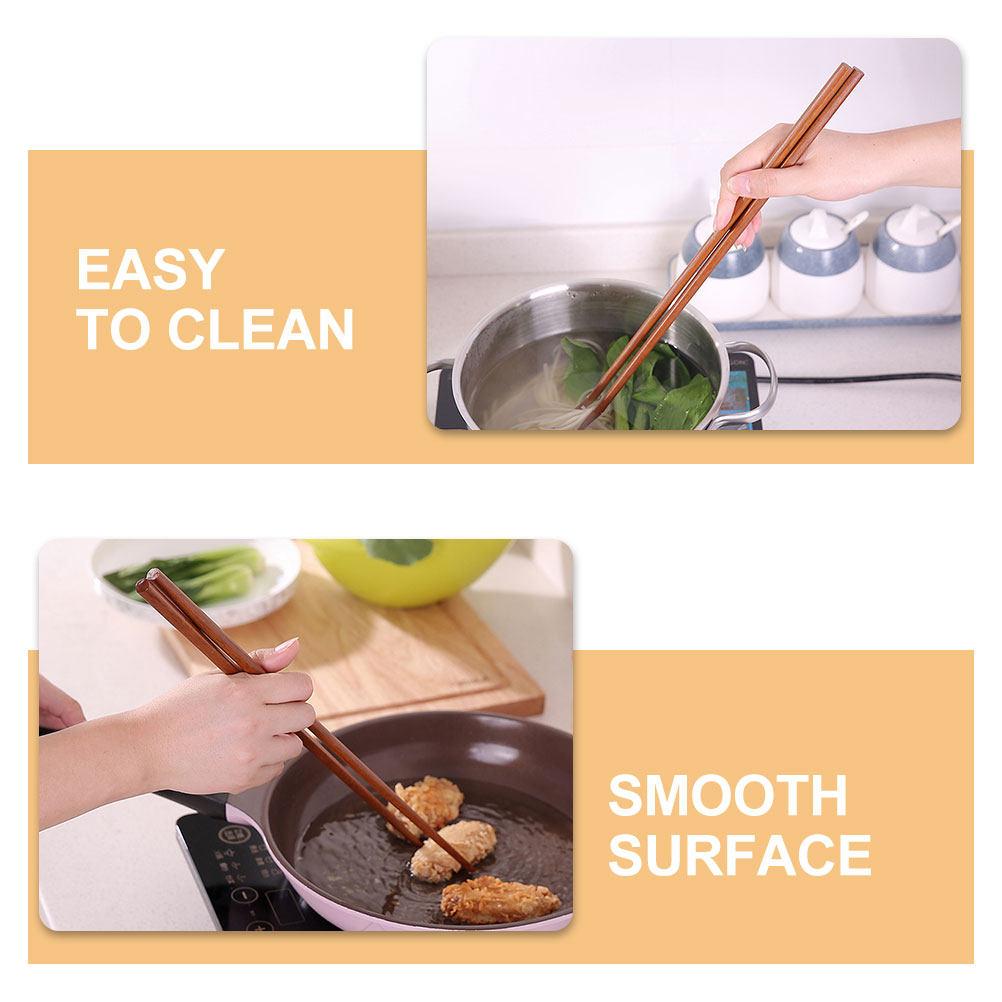 1Pair Red Sandalwood Long Hot Pot Chopsticks Wood Cooking Chopsticks Kitchen Frying Chopstick 32Cm Long Frying Chopsticks,