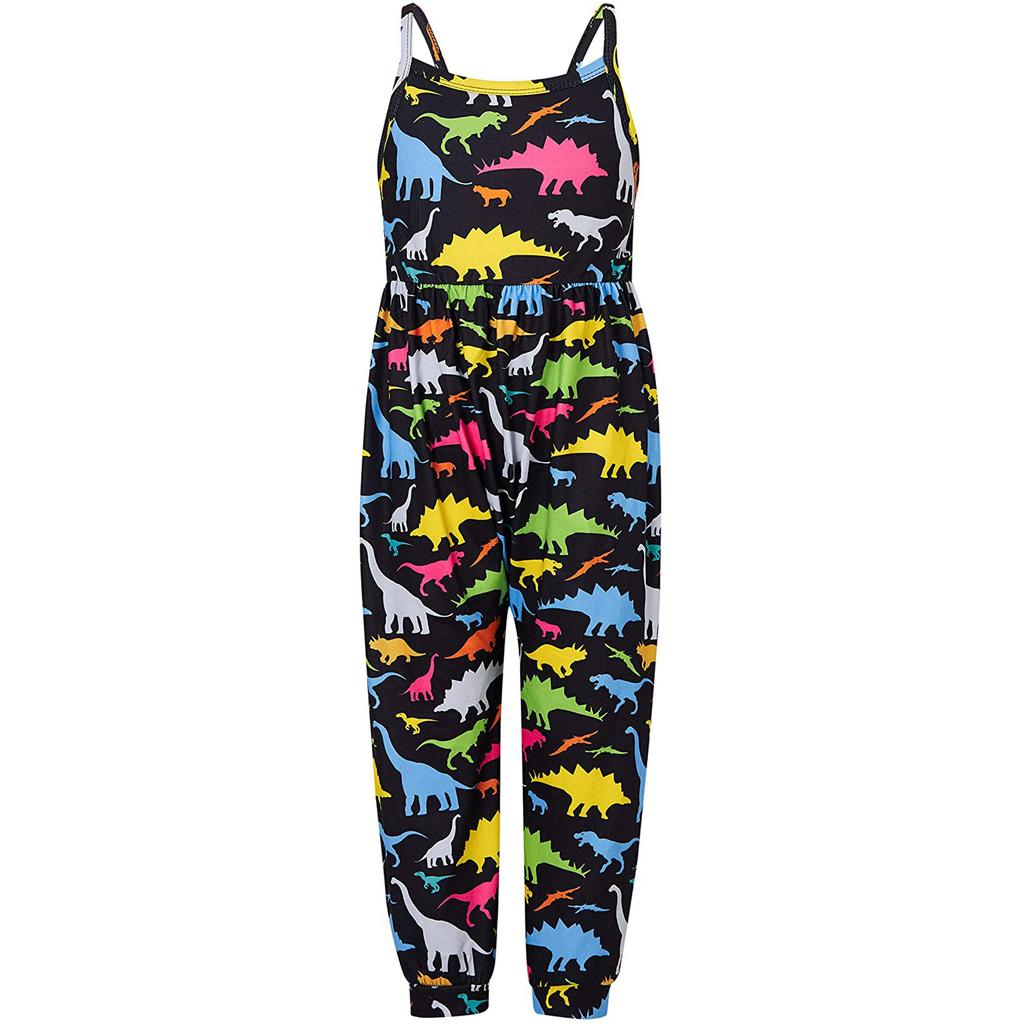 Toddler Girls Baby Kids Jumpsuit  Dinosaur Strap Romper Summer Outfits