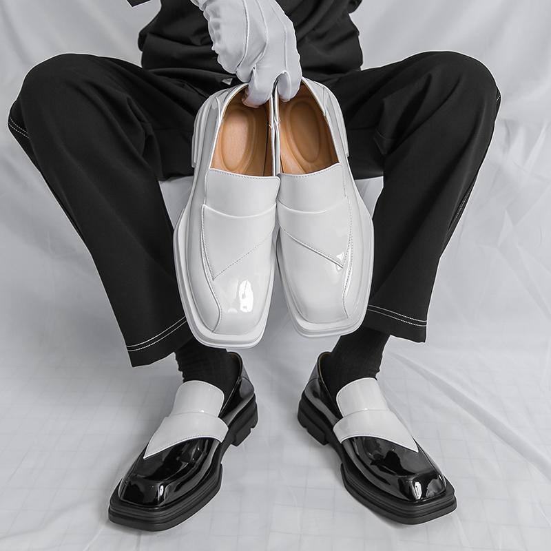 Fashion Men Business Fashion Loafers Men Casual Comfortable High-quality Small Leather Shoes Gentleman's Shoes Black White Sizes 39-46