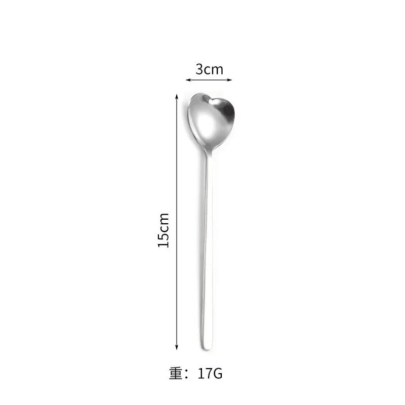 Stainless Steel Heart-Shaped Head Spoons Creative Home Tableware Teaspoon Coffee Ice Cream Honey Mixing Spoon Kitchen Dinnerware