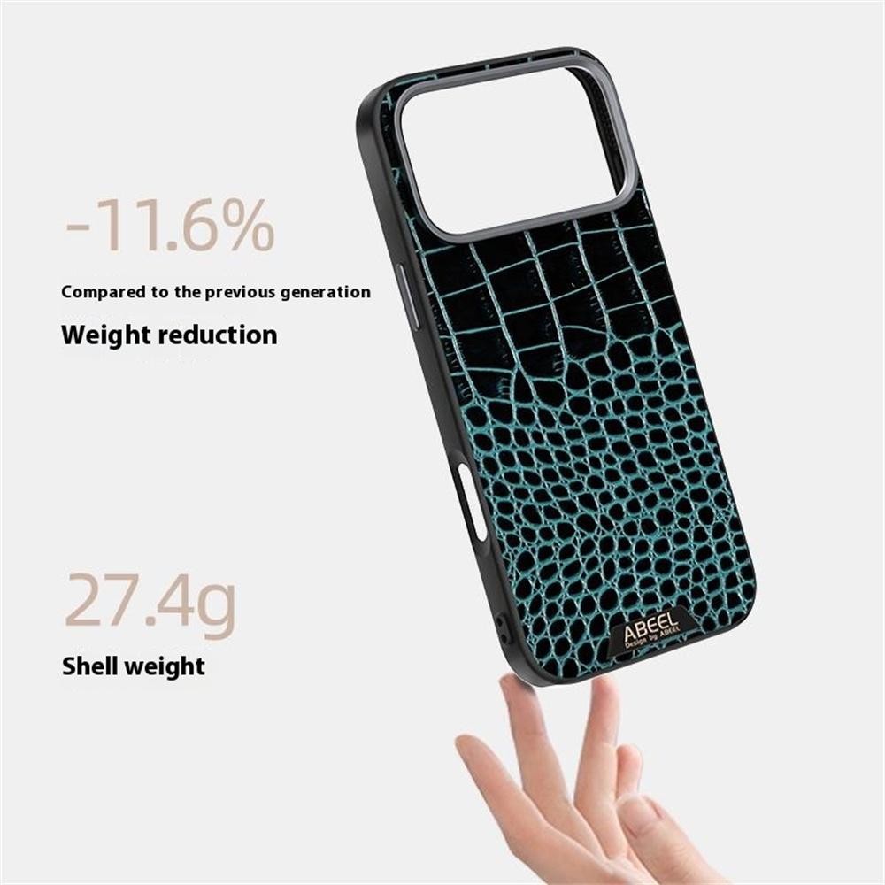 ABEEL For iPhone 17 Pro Max Deksel Kompatibelt med MagSafe Krokodilletekstur Mikro-preget Bakdeksel