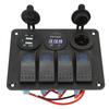 4 Gang Rocker Switch Panel with USB Cigarette Lighter Socket Toggle ON Off Combination Switch Panel 