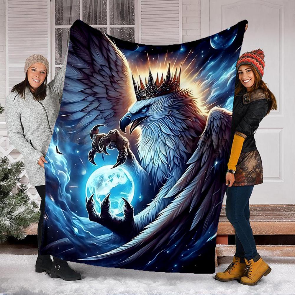 1pc Eagle, Fantasy Art Throw Blanket Polyester Fiber, Lightweight Flannel, Soft & Warm, All Season Use for Outdoor, Camping Digital Print