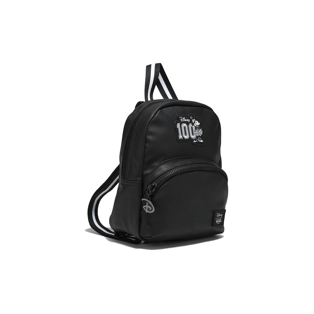 Vans X Disney Collaboration Zipper D-Shaped Keychain Leather Mini Backpack Women backpacks Black VN000FZHBLK