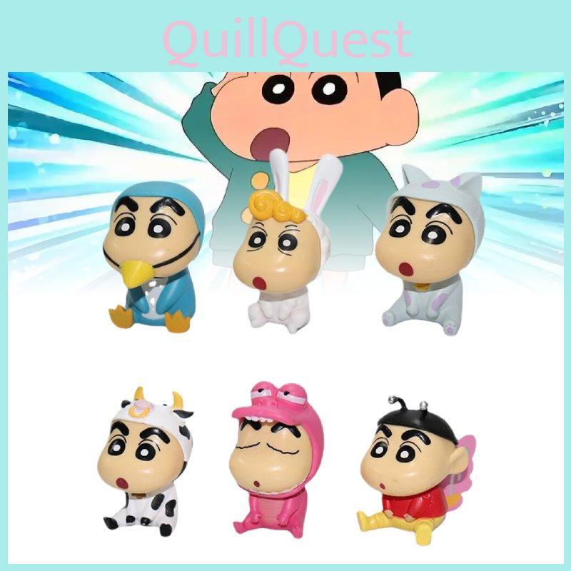 Crayon Shin 6pcs Chan Animals Costume Pvc Toy Model Desktop Decor Gift Christmas