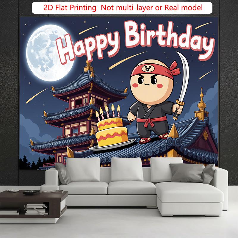 Party Backdrop Flat Ninja Pagoda Events Celebration Photo Booth Birthday Party Decor